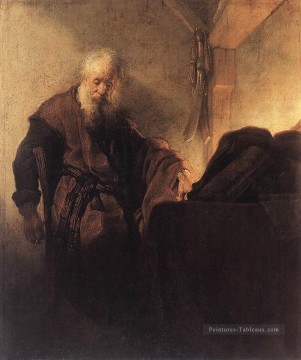 St Paul à son bureau d’écriture Rembrandt Peinture à l'huile